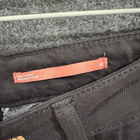 Pilcro Pants Women's 25 Black Wide Leg Flare High Rise Cuffed Hem Trouser Chino - Picture 3 of 12